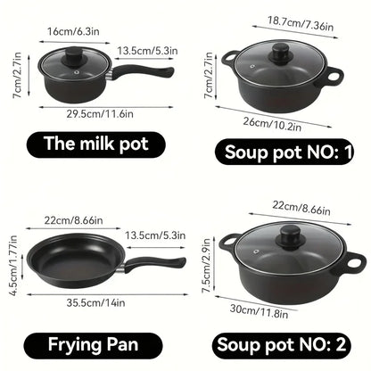 13-Piece Nonstick Cookware Set Black - Induction Compatible Pot Pan Set with Frying Pan & Utensils