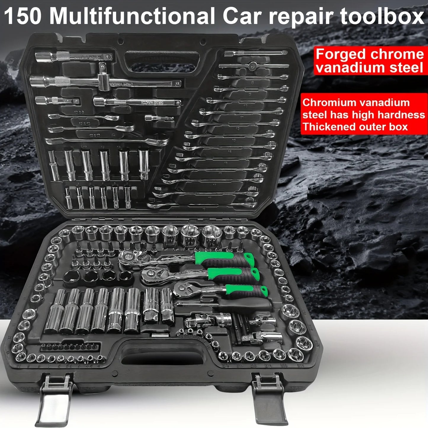 150/46pcs Auto Mechanical Repair Tool Set, Multifunctional with Socket, Wrench And Ratchet Set