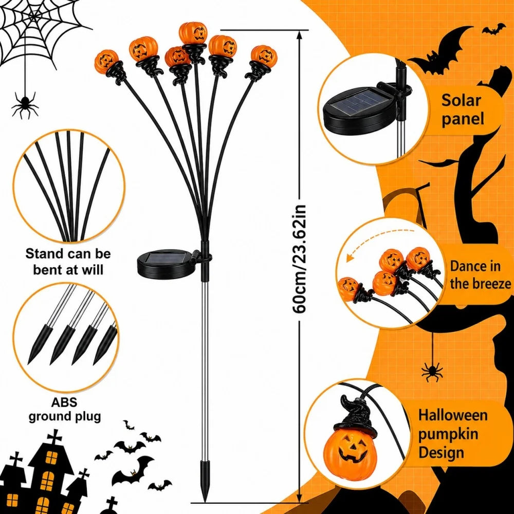 Halloween Solar Pumpkin Garden Lights Outdoor Waterproof Orange Ghost Lights