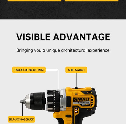 Dewalt DCD796 Compact Cordless Brushless Impact Drill LED Light Powerful Multi-functional Electric Power Tool 20V Battery