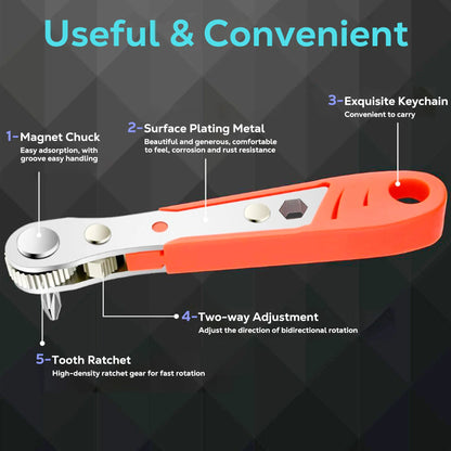 22PCS Mini Ratchet Screwdriver Set, 1/4 Inch Right Angle Ratchet Wrench with Sockets and Bits, Compact Repair Tool Kit for Tight Spaces