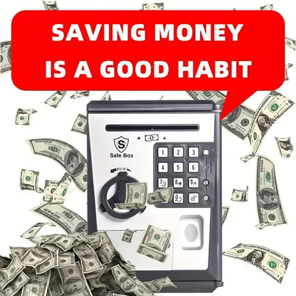 Fingerprint Bank Safe Box Money Boxes For Children Digital Coins Cash Saving Safe Deposit Mini ATM Machine Toys Kids Gift