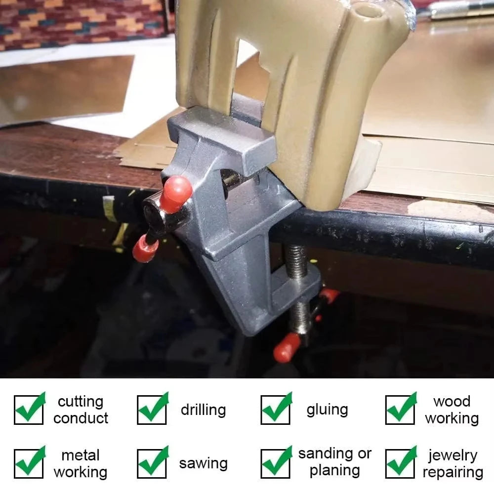 Mini Bench Vise Muliti-Functional 3.5&quot Aluminum Miniature  Hobby Clamp On Table Flat Pliers Tool Vice