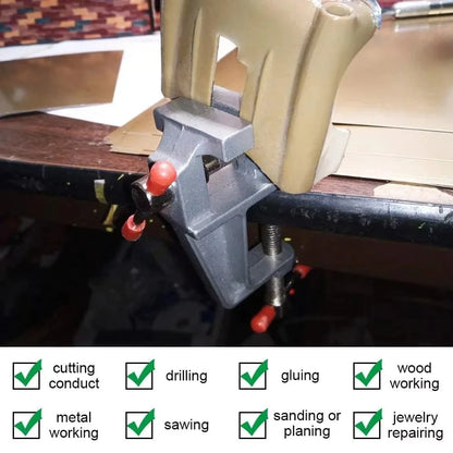 Mini Bench Vise Muliti-Functional 3.5&quot Aluminum Miniature  Hobby Clamp On Table Flat Pliers Tool Vice