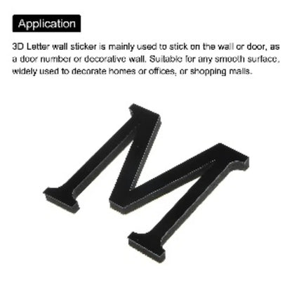 10cm 26 Letters 3D Mirror Acrylic Wall Art Sticker Black Self-Adhesive