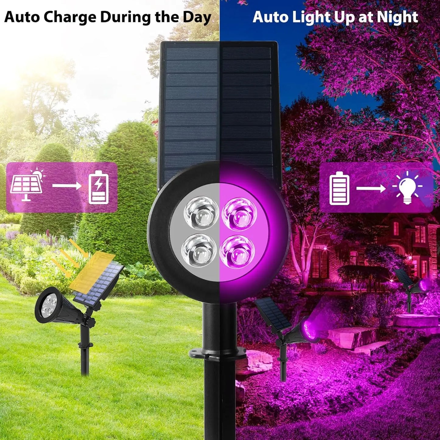 4Led Solar Light Outdoor Landscape Garden Halloween Black Lights