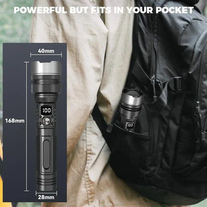 2000LM Super Bright LED Flashlight, USB-C Rechargeable with Digital Display Torch,Long Lasting for Outdoor Camping Emergency