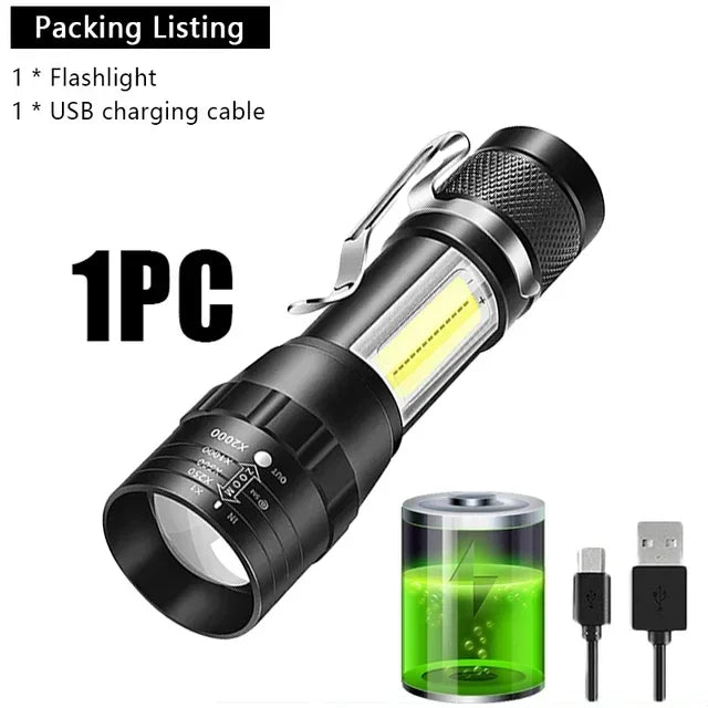 2000LM Super Bright LED Flashlight, USB-C Rechargeable with Digital Display Torch,Long Lasting for Outdoor Camping Emergency