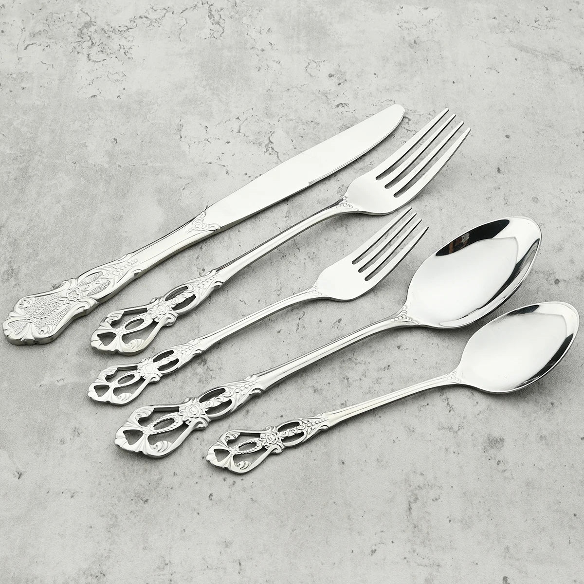 6/30Pcs Royal Colorful Dinnerware Set Knife Dessert Fork Spoon Cutlery Set Stainless Steel
