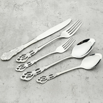6/30Pcs Royal Colorful Dinnerware Set Knife Dessert Fork Spoon Cutlery Set Stainless Steel