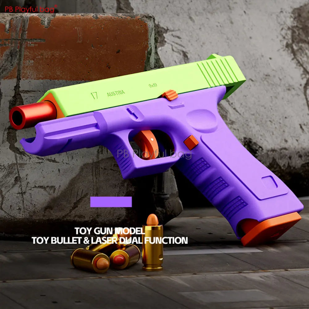 2-IN-1 Dual Mode G17 Toy Pistol Shell Ejection Model Entertainment Laser Gun With Target Children Toy Gun Game QJ90