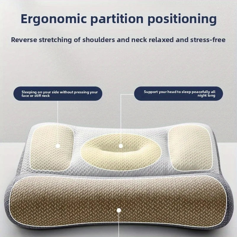 1pcs Ergonomic Zoned Traction Cervical  Support Pillow Neck Relief Pillow for Comfortable Sleeping