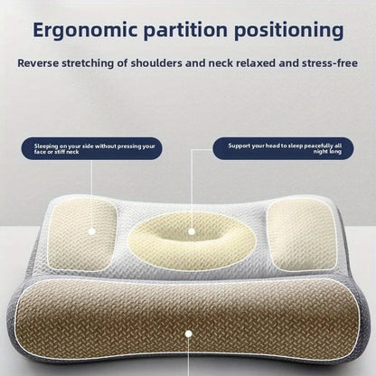 1pcs Ergonomic Zoned Traction Cervical  Support Pillow Neck Relief Pillow for Comfortable Sleeping