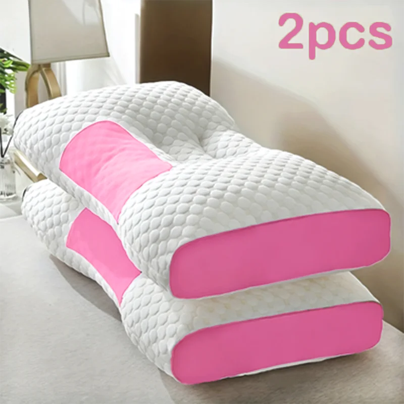 2pcs Massage Neck Pillows Adjustable Ergonomic Orthopedic Contour Support, High-Quality Pillow Core, All-Season Sleeping Comfort