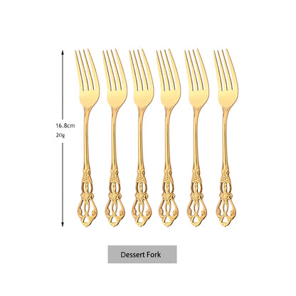 6/30Pcs Royal Colorful Dinnerware Set Knife Dessert Fork Spoon Cutlery Set Stainless Steel