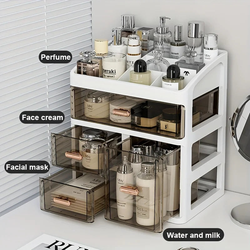Cosmetics Storage Box  Large Capacity Dust-proof Skincare Product Display Rack,
