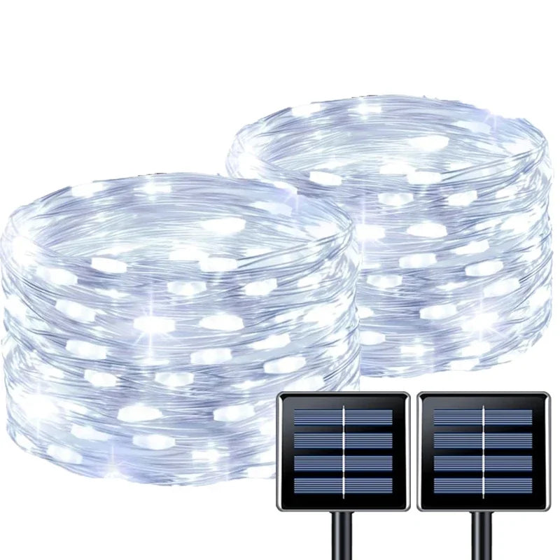 1pcs Solar String Lights Outdoor Waterproof LED Outdoor 8 Modes Christmas Fairy Light for Patio Yard Tree Garden Balcony Decor