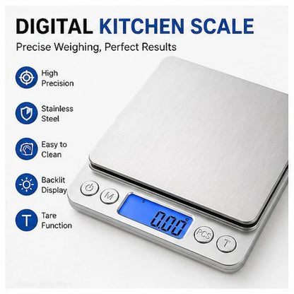 1 PC High Precision Digital Kitchen Scale Electronic Food Coffee Weighing Tool Accurate Measuring Scale for Baking Cooking Use