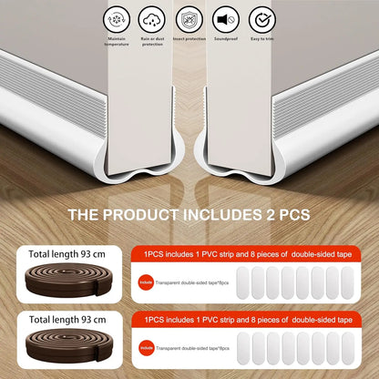 1 Pcs Door Draft Stopper, 93cm Long PVC with Double Chambers, Soundproof & Weather Seal for Gaps 0.2-1.5cm, 4 Colors