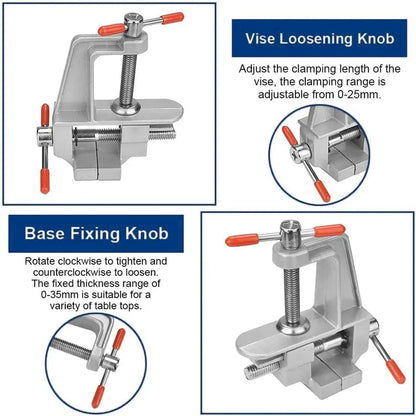 Mini Bench Vise Muliti-Functional 3.5&quot Aluminum Miniature  Hobby Clamp On Table Flat Pliers Tool Vice