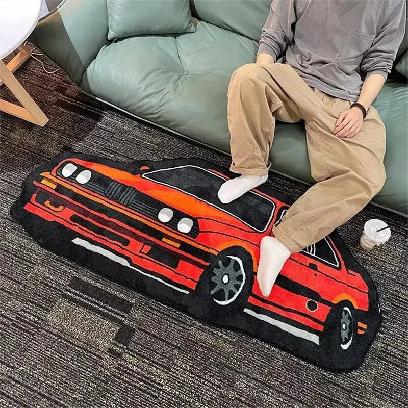 VIKAMA Car-Themed Boy'S Room Rug, Soft-Pile Car