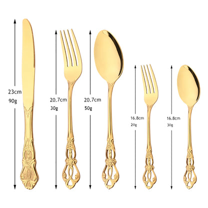 6/30Pcs Royal Colorful Dinnerware Set Knife Dessert Fork Spoon Cutlery Set Stainless Steel