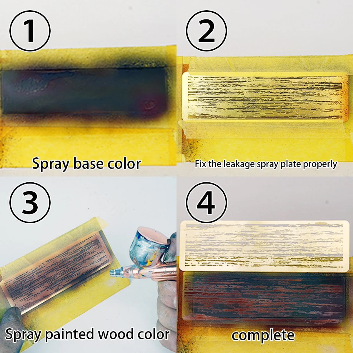 Scale model kit painting tools Reusable metal Hollow airbrush stencil Spray mask Natural wood grain finish Multi-scale