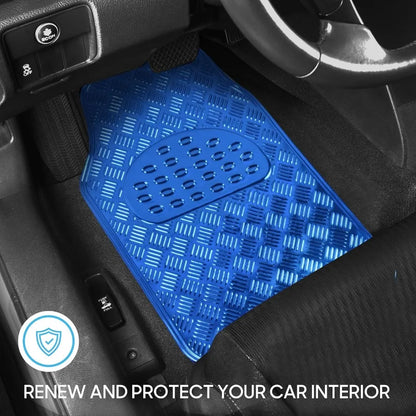 Metallic Chrome Car Floor Mats AllWeather Universal Fit Automotive Floor Mats for Cars SUVs Floor Mats for Trucks Car Mats Full