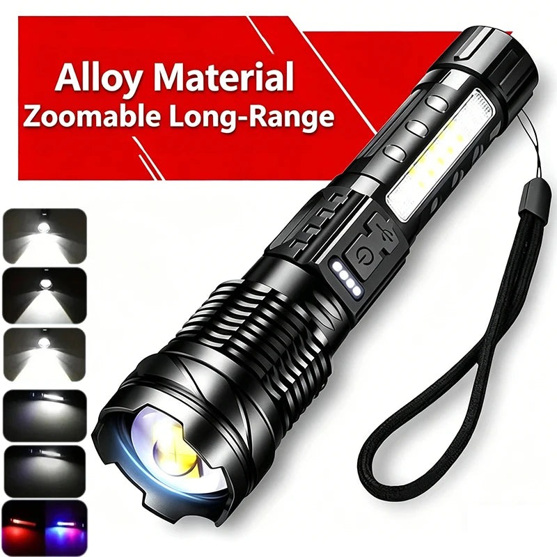 2000LM Super Bright LED Flashlight, USB-C Rechargeable with Digital Display Torch,Long Lasting for Outdoor Camping Emergency