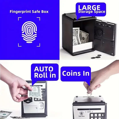 Fingerprint Bank Safe Box Money Boxes For Children Digital Coins Cash Saving Safe Deposit Mini ATM Machine Toys Kids Gift