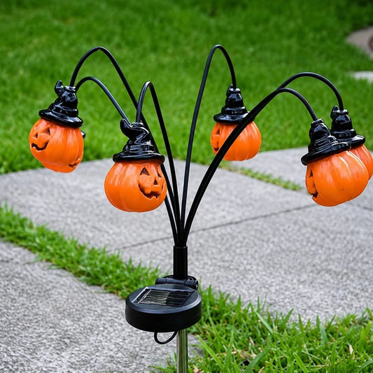 Halloween Solar Pumpkin Garden Lights Outdoor Waterproof Orange Ghost Lights