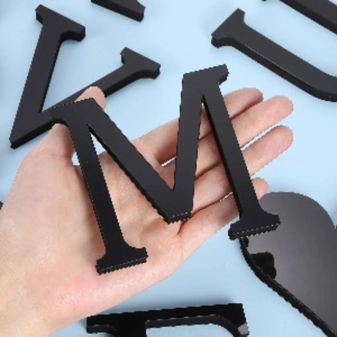 10cm 26 Letters 3D Mirror Acrylic Wall Art Sticker Black Self-Adhesive