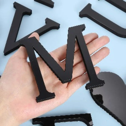 10cm 26 Letters 3D Mirror Acrylic Wall Art Sticker Black Self-Adhesive