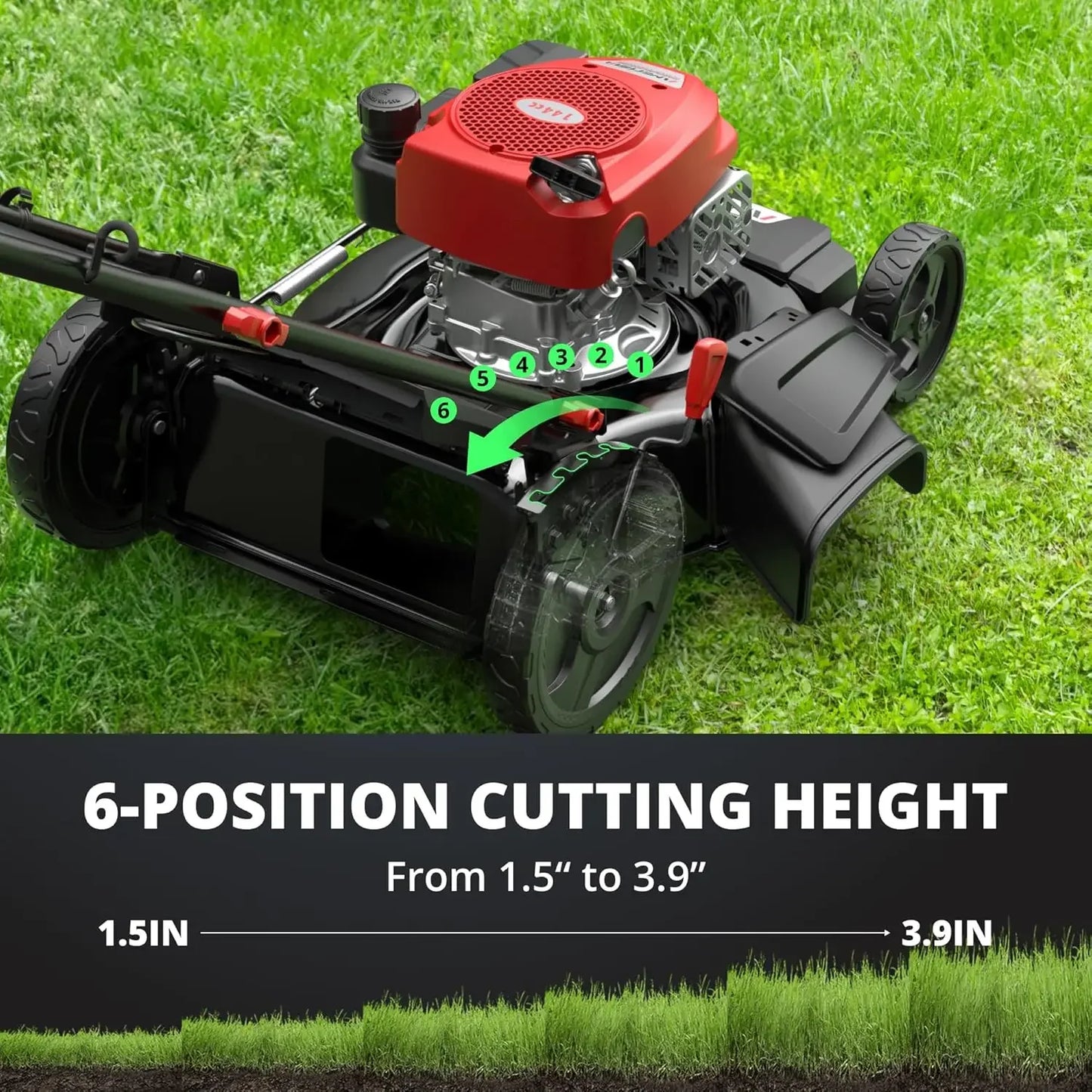 Bestseller21 Inch Gas Push Lawn Mower, 2-in-1 Mulching & Side Discharge, 144cc 4-Stroke OHV Engine, 6-Position Height Adjustment