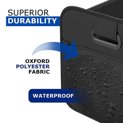 Collapsible Large Car Trunk Storage Box, Waterproof 600D Oxford Fabric Organizer with Flip Top & Reinforced Handles for SUV/Van