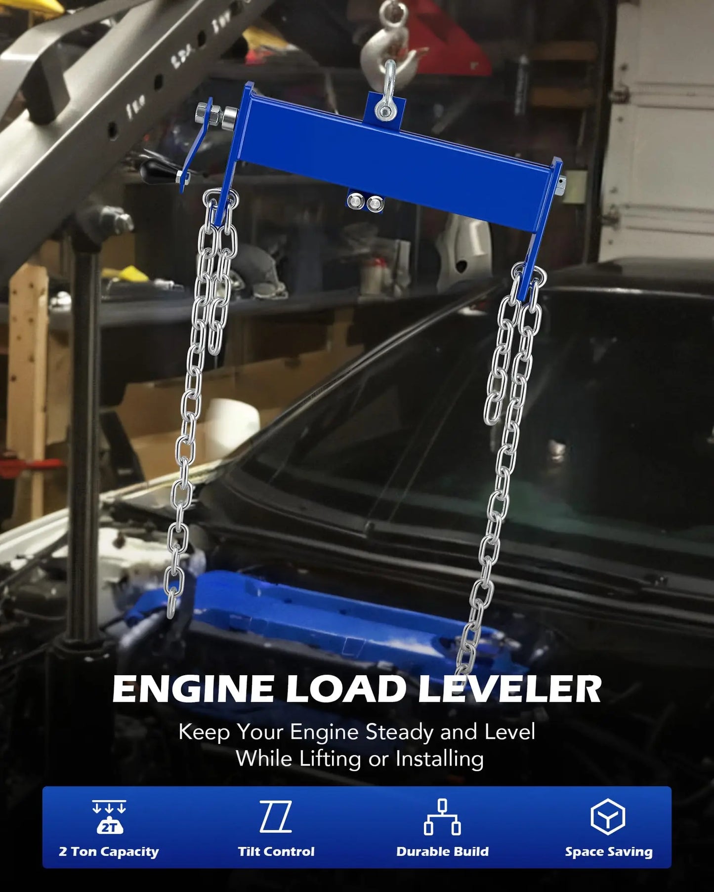 Engine Hoist Load Leveler 2 Ton, Shop Crane Leveler with 2 Adjustable Chains