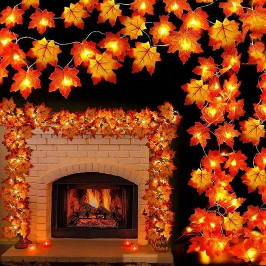 Holiday Maple Leaf Fairy Lights, LED Autumn Fall String Lights