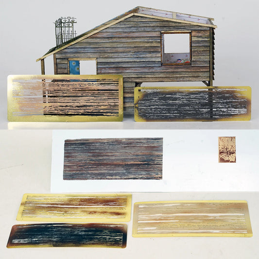 Scale model kit painting tools Reusable metal Hollow airbrush stencil Spray mask Natural wood grain finish Multi-scale