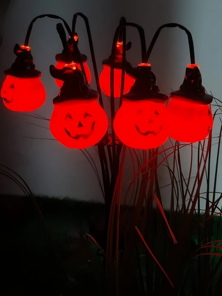 Halloween Solar Pumpkin Garden Lights Outdoor Waterproof Orange Ghost Lights