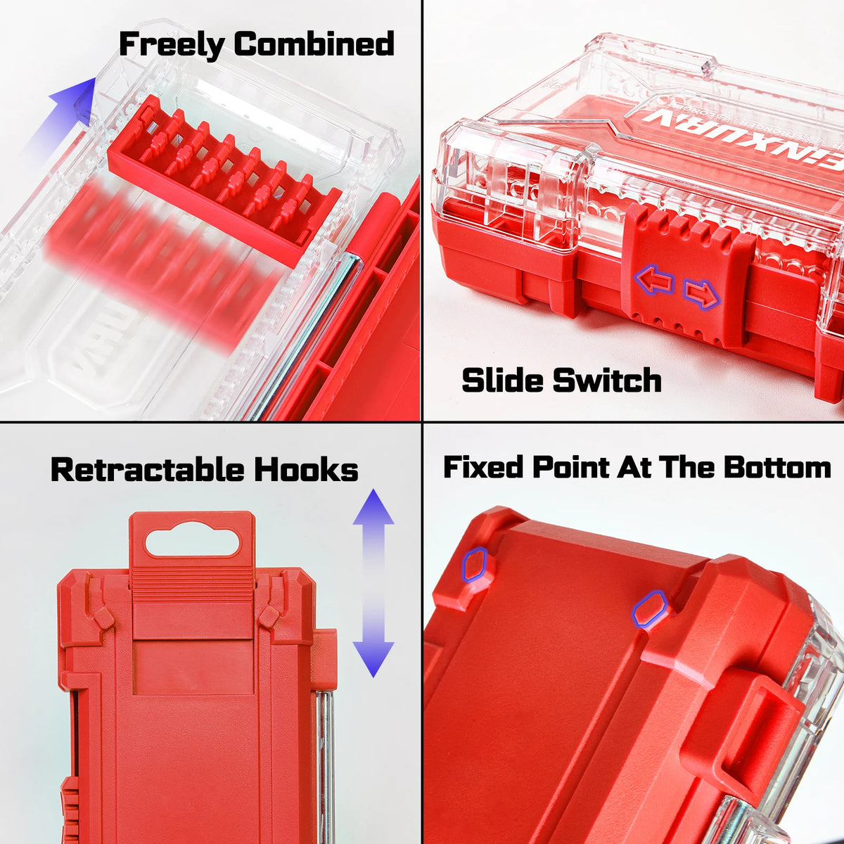 Geinxurn 74Pcs Impact Screwdriver Bits Set, Magnetic S2 Steel Mixed Insert Power Bits Tips,Bit Holder with Red Storage Box Case
