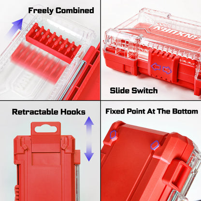 Geinxurn 74Pcs Impact Screwdriver Bits Set, Magnetic S2 Steel Mixed Insert Power Bits Tips,Bit Holder with Red Storage Box Case