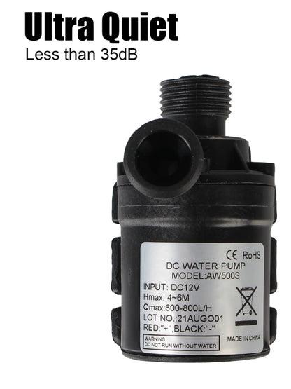 Ultra-quiet 800L/H 5M DC 12V 24V Home Portable Brushless Motor Submersible Water Pump for Cooling System Fountains