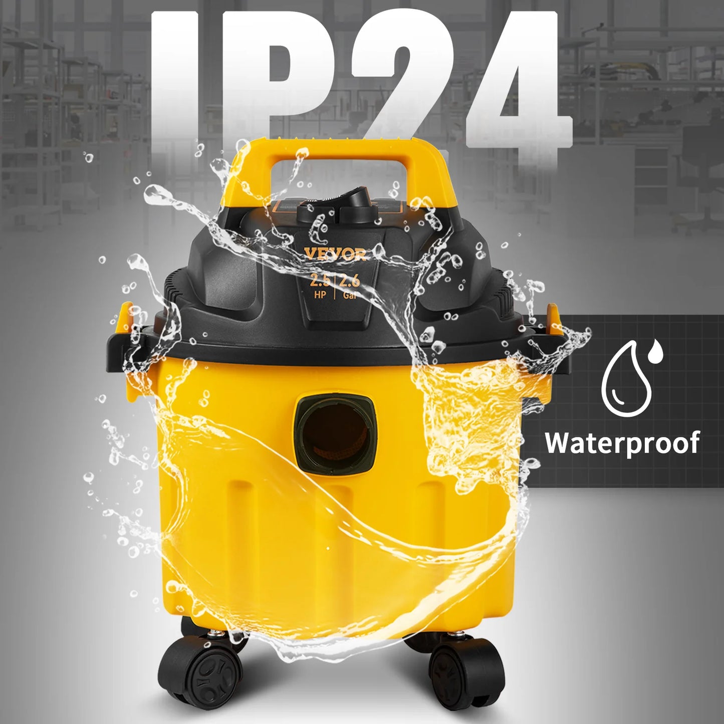 SucceBuy Wet Dry Vac 2.6 Gallon 2.5 Peak HP 3 in 1 Portable Shop Vacuum with Blowing Function  Attachment