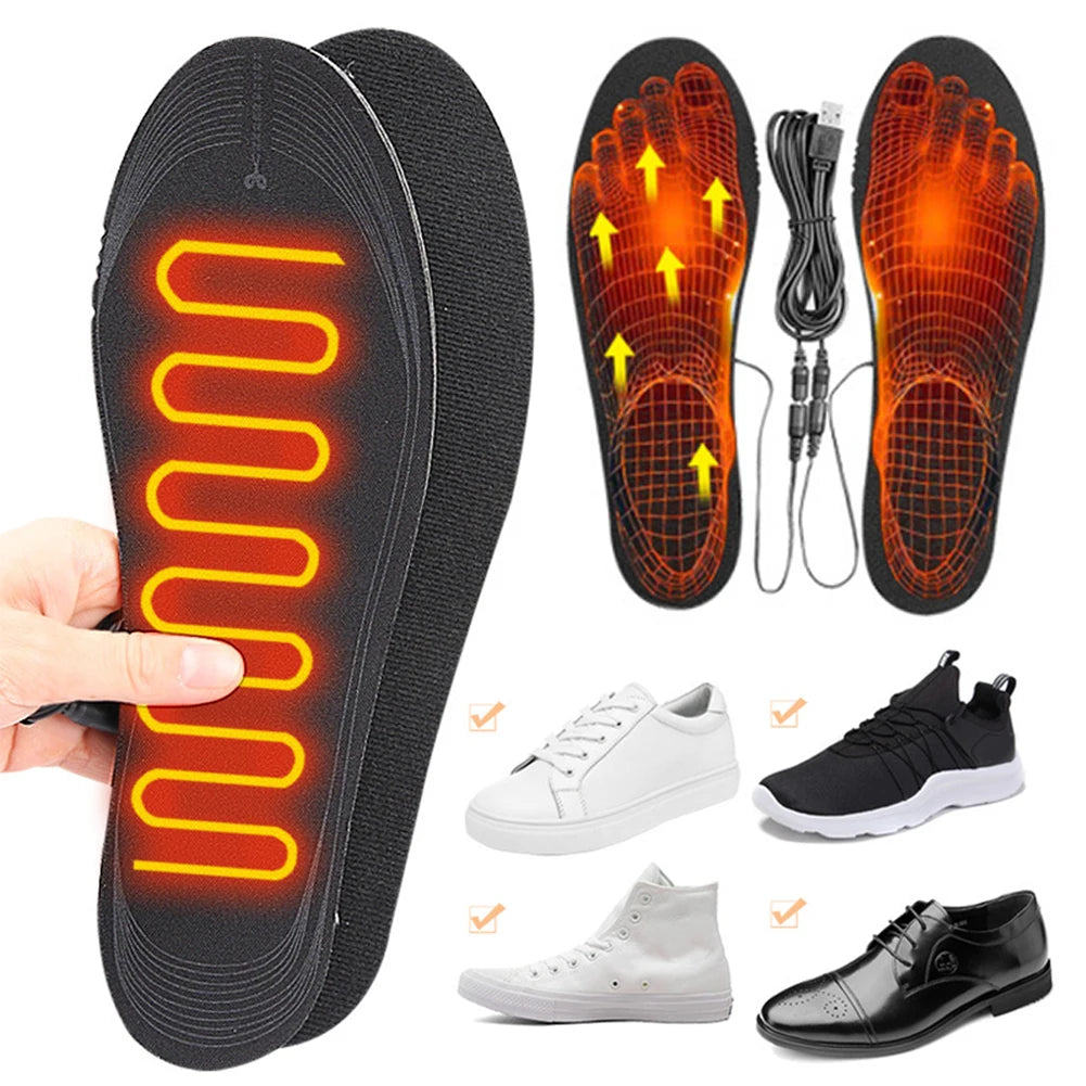 USB Heated Shoe Insoles ECuttable Foot Warming Pad Rechargeable Foot Warmer
