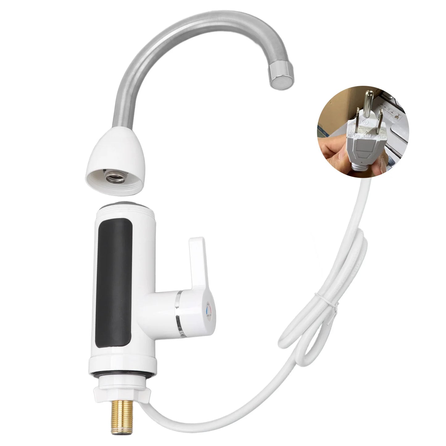 3000W Instant Water Heater Faucet 360 Degree Rotatable Water Pipe IPX4 ABS Tankless Stainless Steel Kitchen Heating Tap for Home