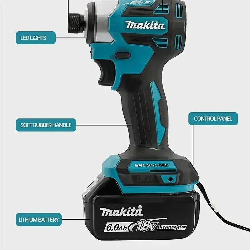 Makita DTD173 18V Cordless Brushless Impact Driver 180Nm Electric Drill Screwdriver with LED Light Multi-function Household Tool