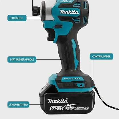 Makita DTD173 18V Cordless Brushless Impact Driver 180Nm Electric Drill Screwdriver with LED Light Multi-function Household Tool