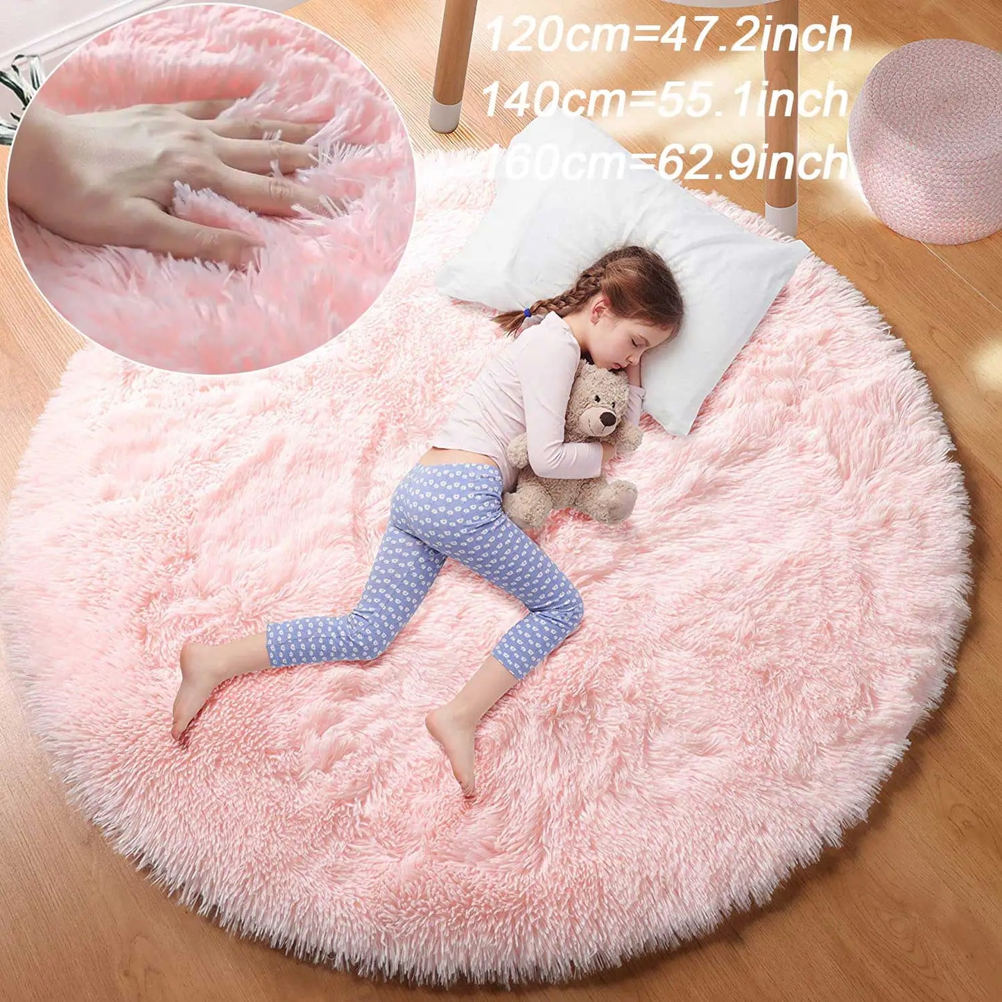 100/120/140/160 Round Rug Fluffy Soft Area Rugs for Kids