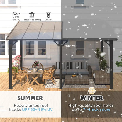 14' x 10' Gazebo for Patio, Hard Top Lean to Gazebo Pergola with Roof (140 Sq.Ft Shaded), Large Wall-Mounted Heavy, Customized