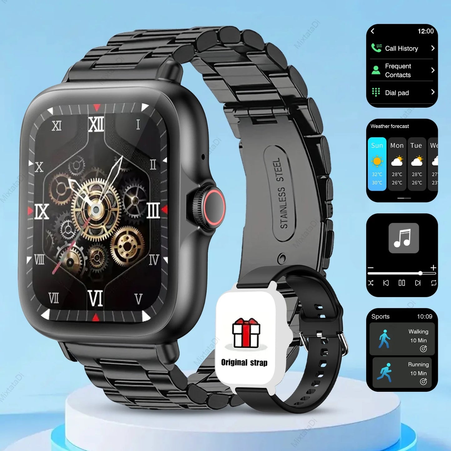 1.83'' Smart Watch with Message Answer Call Sleep Monitoring Sports Pedometer For iPhone Android